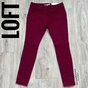 Loft Julie Skinny Stretch Pants Red Wine